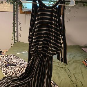 Black & white romper with open tie back